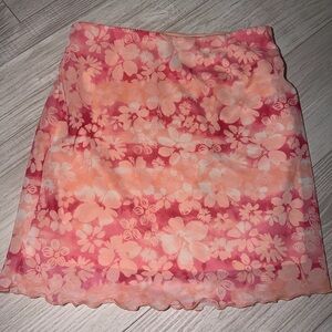 Forever 21 Pink and Orange Floral Skirt